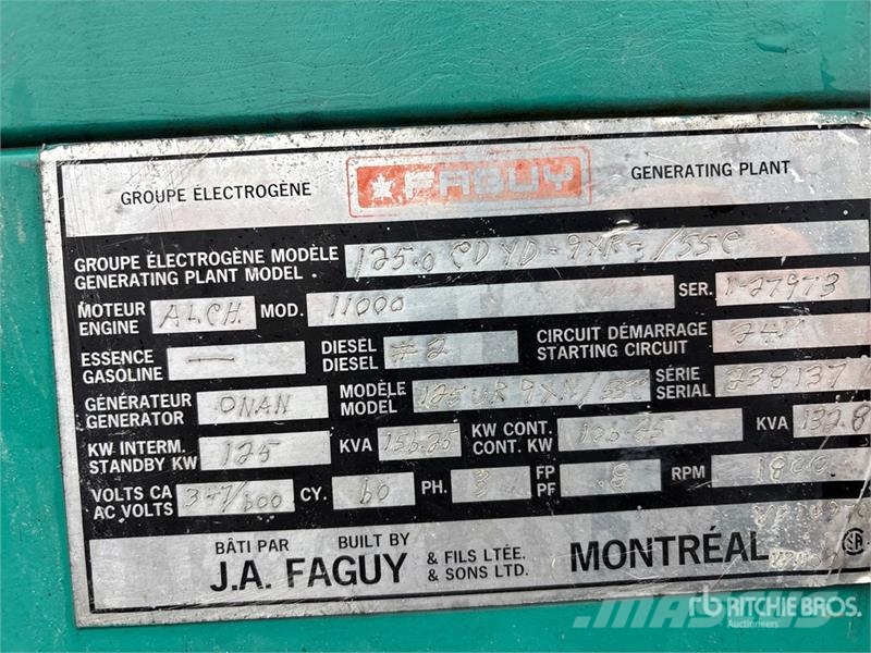 Onan 125 Generator Set مولدات ديزل