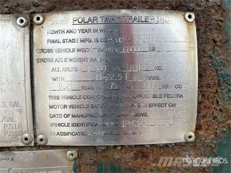 Polar 7200 gal T/A Tanker Trailer Tank prikolice