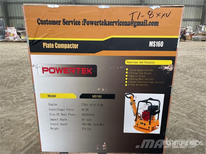 Powertek MS160 Reversible Vibratory Plate Compactor (Unused Trilmachines