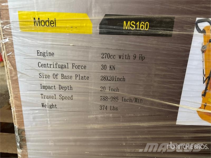 Powertek MS160 Reversible Vibratory Plate Compactor (Unused دكاكات أفقية