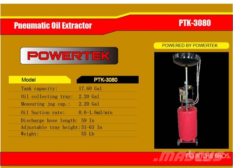 Powertek PTK-3080 Pneumatic Oil Extractor (Unused) Άλλα εξαρτήματα