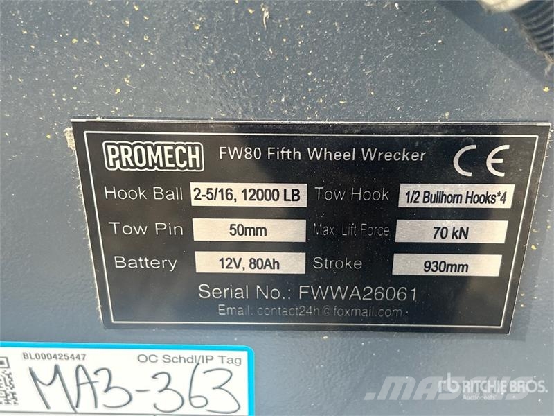 PROMECH FW80 Fifth Wheel Wrecker Attachment - Fits Ostale kargo komponente