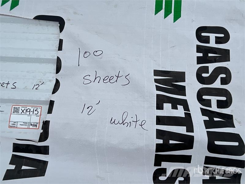 Quantity of (100) 12 ft White Steel Siding / Roofi Sonstige Baumaschinen