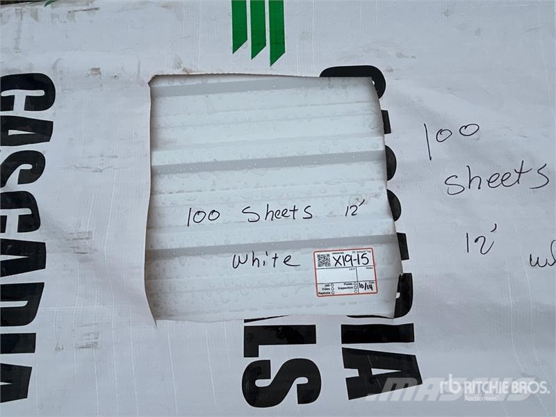 Quantity of (100) 12 ft White Steel Siding / Roofi Sonstige Baumaschinen