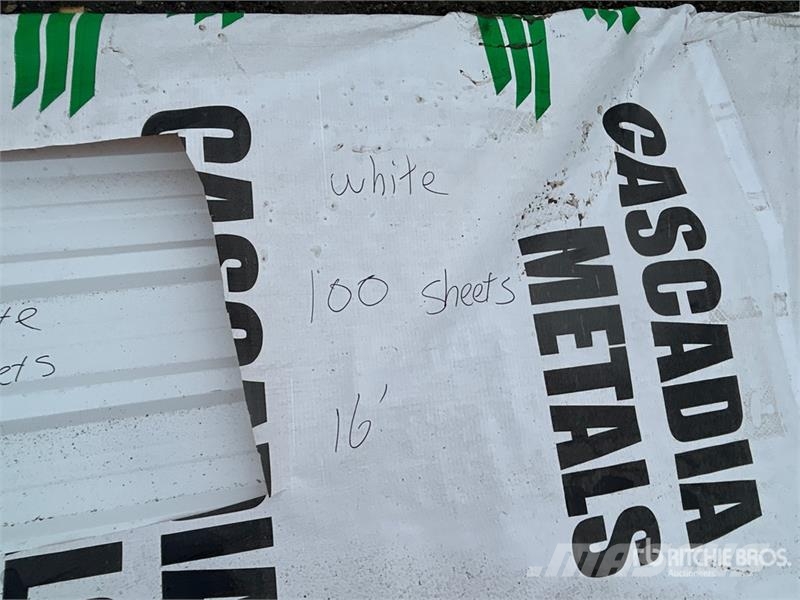 Quantity of (100) 16 ft White Steel Siding / Roofi Sonstige Baumaschinen