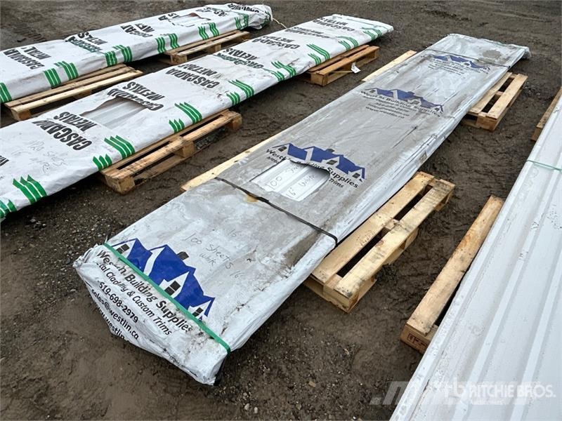 Quantity of (100) 16 ft White Steel Siding / Roofi Sonstige Baumaschinen