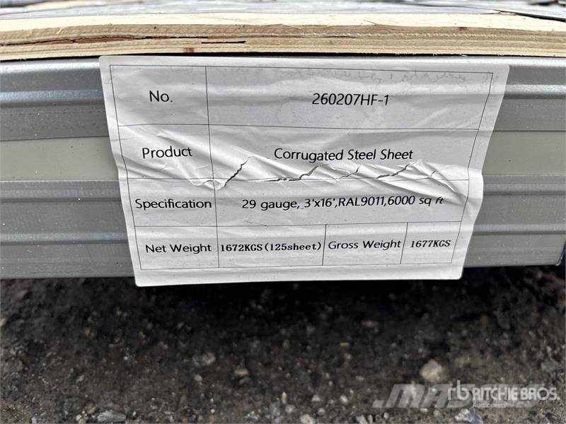 Quantity of (125) 3 ft x 16 ft Black Ral 9011 Stee Lyftblock, vinschar och materialhissar