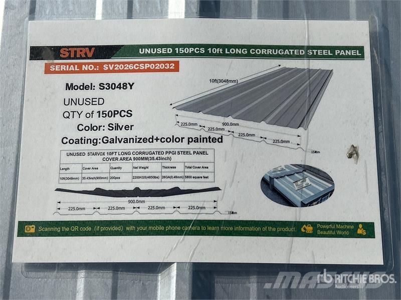 Quantity of (150)  STARVOX S3048Y 10' Corrugated S المصاعد والرافعات المادية