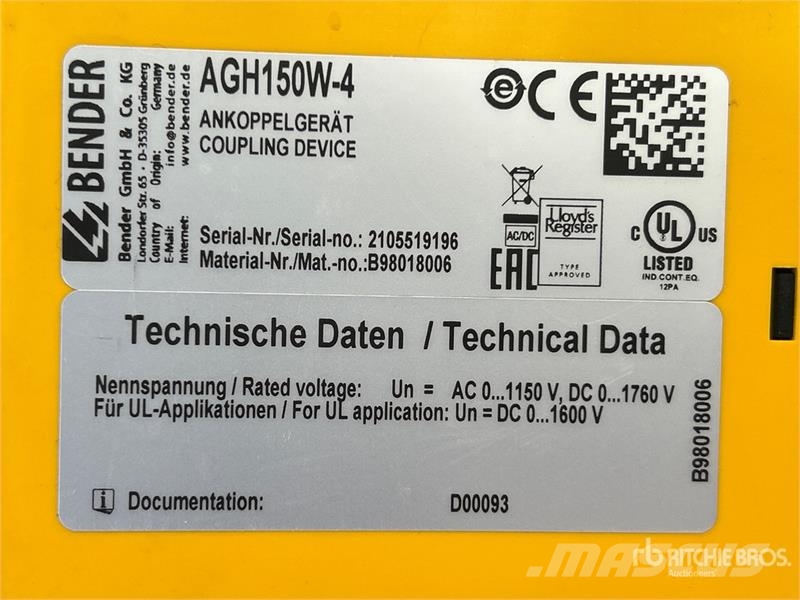 Quantity of (3) Bender B98018006 AGH150W-4 Couplin Drugi deli