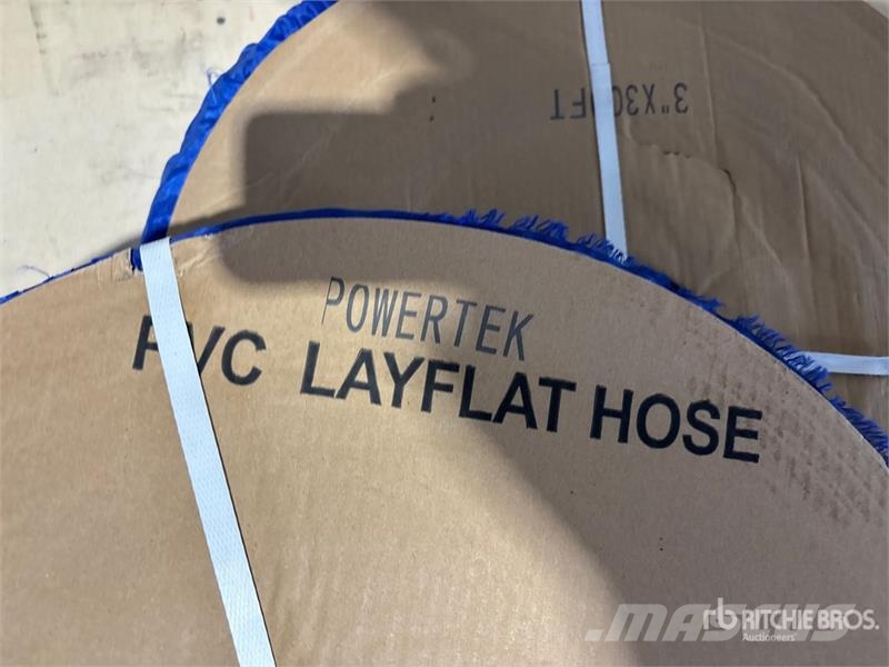 Quantity of (3) Powertek 3"-300FT PVC Layflat Wat Accessori per Calcestruzzo
