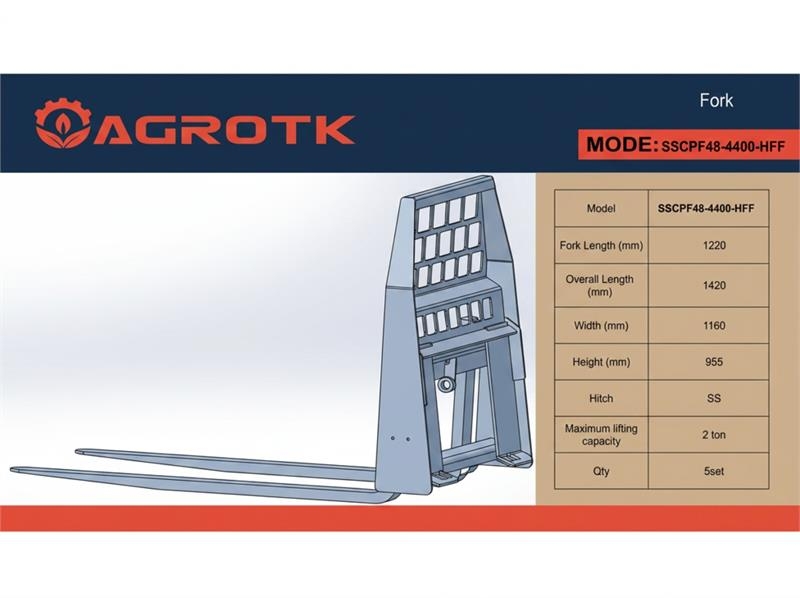  Quantity of (5)  AGT SSCPF48-4400-WFF Skid Steer F Građevinarske viljuške