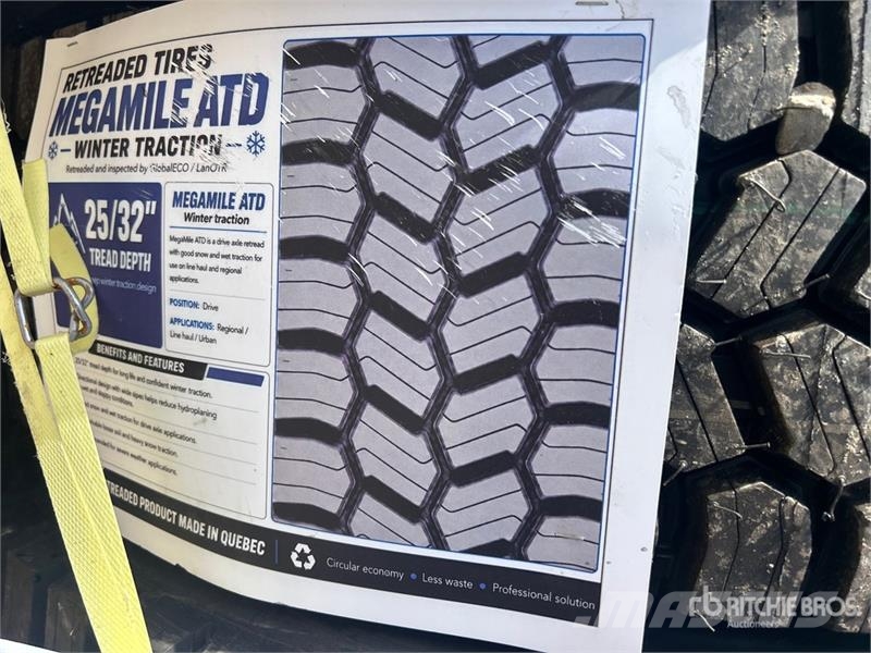 Quantity of (8) 11R22.5 Snow Traction Retread Tire Tyres, wheels and rims