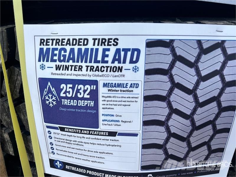  Quantity of (8) Snow Traction Retread 11R22.5 Tire الإطارات والعجلات والحافات