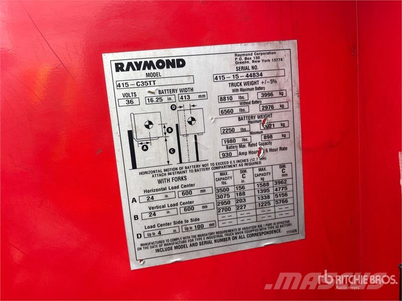Raymond 415-C35TT 3500 lb Electric Forklift Elektriskie autoiekrāvēji