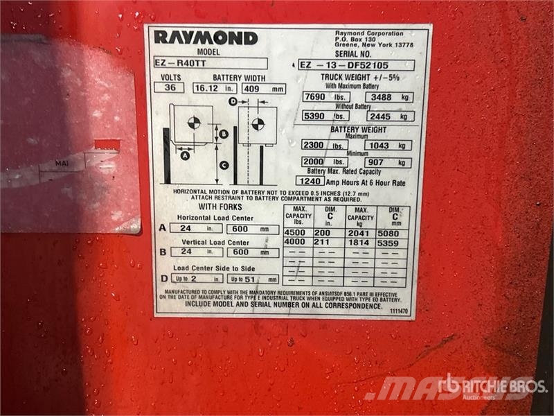 Raymond EZ R40TT 4500 lb Order Picker Preparadoras de encomendas de média elevação