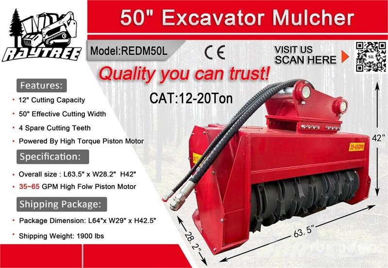 Raytree REDM50L 50 in Excavator Mulcher - Fits Cat Drugi deli