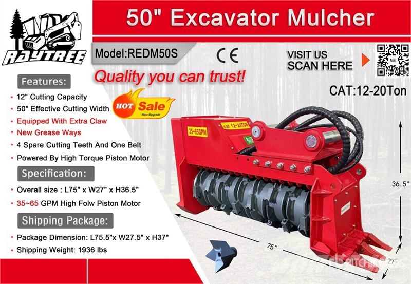 Raytree REDM50S 50 in Excavator Mulcher - Fits Cat Drugi deli