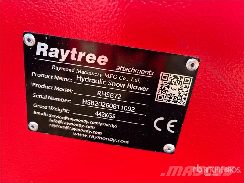 Raytree RHSB72 72 in Hydraulic Skid Steer Snowblow Sniega metēji