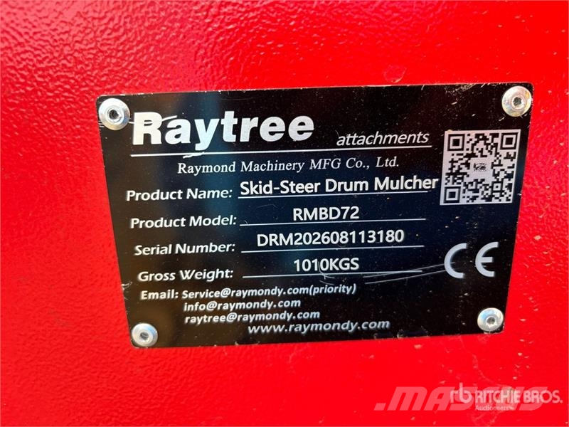 Raytree RMBD72 72 in Drum Skid Steer Mulcher (Unus Lesní mulčovače