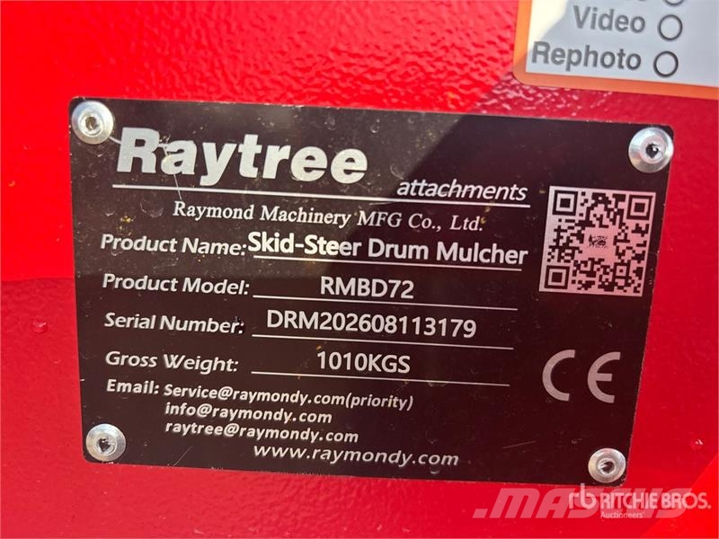 Raytree RMBD72 72 in Drum Skid Steer Mulcher (Unus Forstmulcher