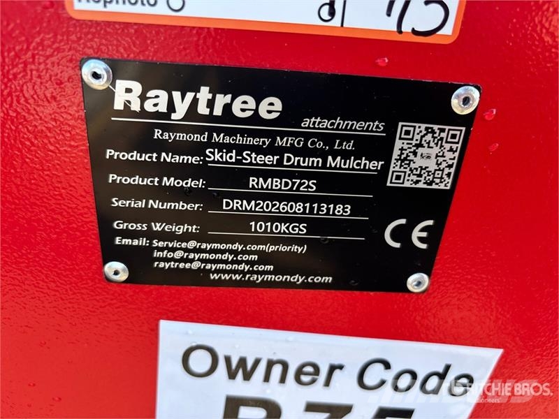  Raytree RMBD72S 72 in Drum Skid Steer Mulcher (Unu Forstmulcher