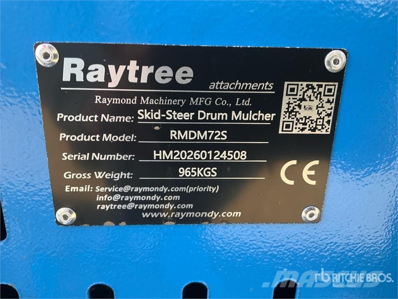  Raytree RMDM72S 72 in Drum Skid Steer Mulcher (Unu Forestry mulchers