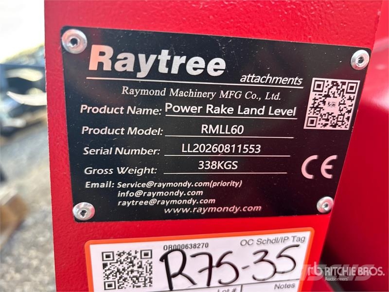 Raytree RMLL60 60 in Rake Skid Steer Landplane (Un Smagās ecēšas