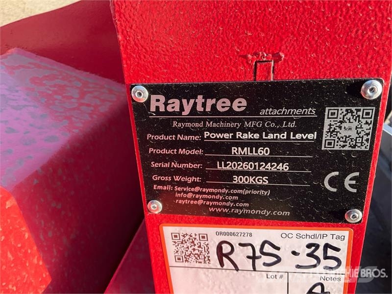Raytree RMLL60 60 in Rake Skid Steer Landplane (Un Польові шлейфи