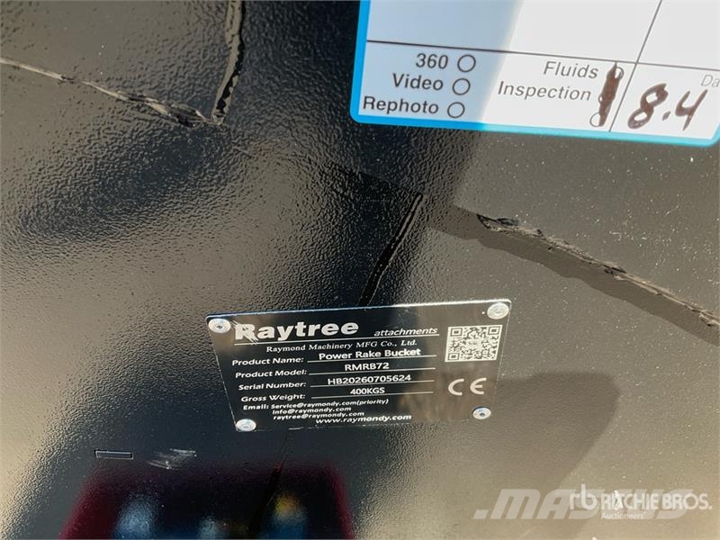  Raytree RMRB72 72 in Power Rake Skid Steer Bucket  Godet