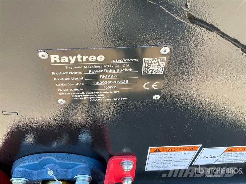 Raytree RMRB72 72 in Power Rake Skid Steer Bucket Godet