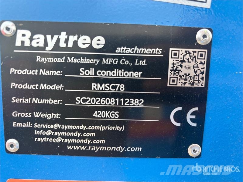  Raytree RMSC78 78 in Skid Steer Power Rake (Unused Ancinhos e espalhadores de feno
