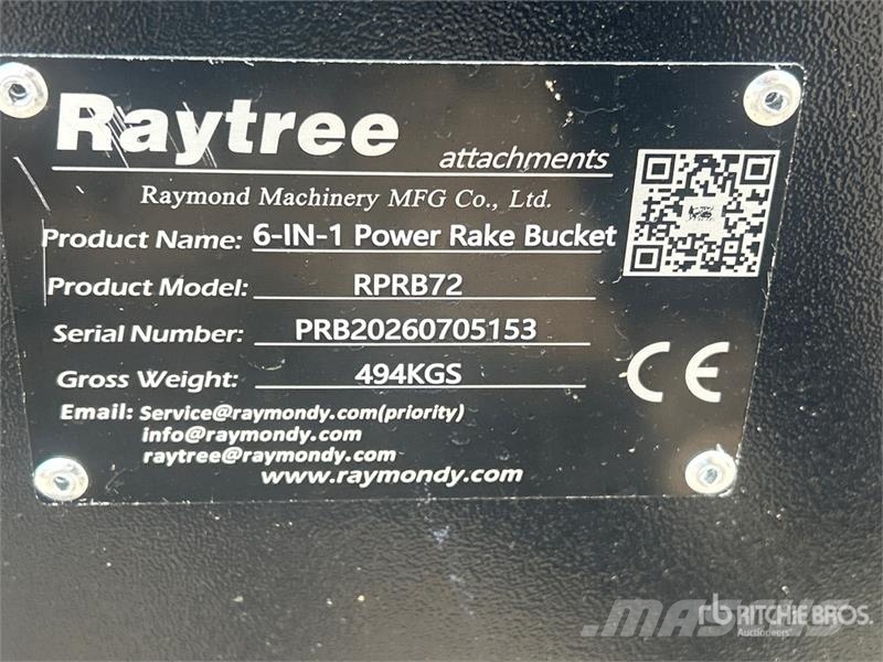  Raytree RPRB72 72 in 6 In 1 Power Rake Bucket Skid Godet