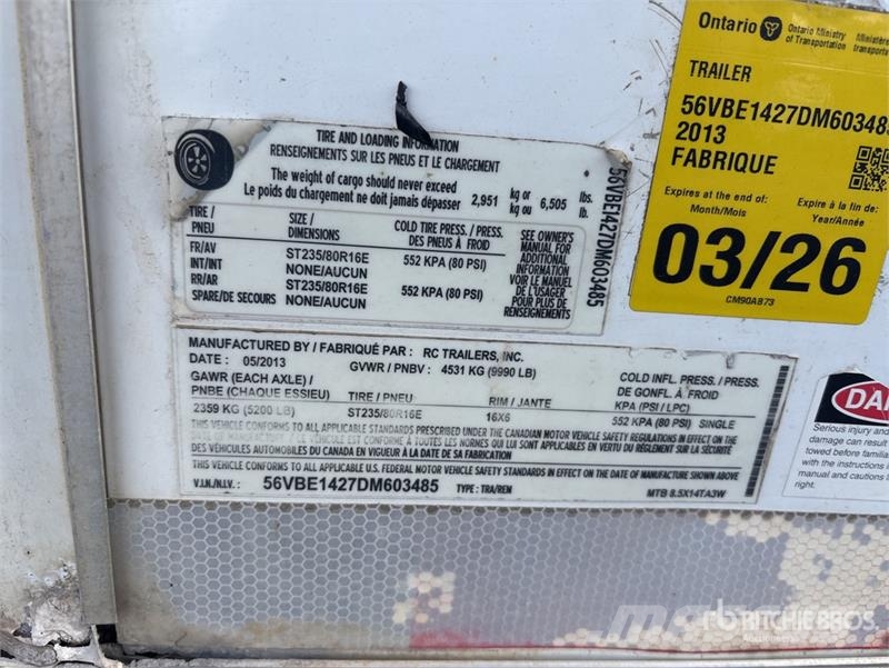 RC 14 ft T/A Enclosed Trailer Remorque Fourgon