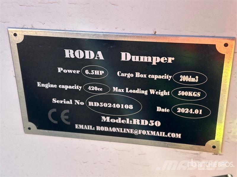  Roda RD50 0.55 ton Stand-On Mini Crawler Dumper (U Mini pašizgāzēji