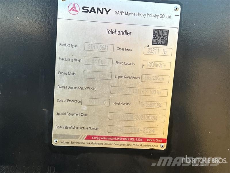 Sany 1056A Telehandler مناولات متداخلة