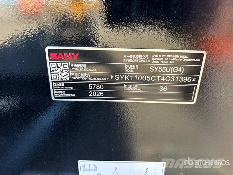 Sany SY55U Mini Excavator (Unused) Miniescavadeiras < 7t (Mini escavadeiras)