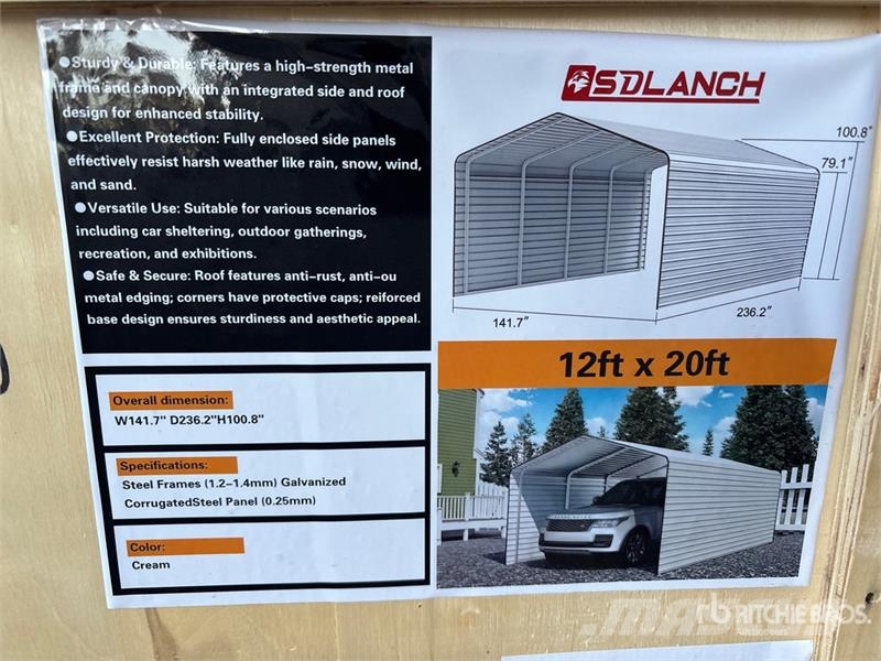 SDLC1220 12 ft x 20 ft Carport (Unused) Steel frame buildings