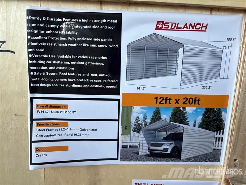  SDLC1220 12 ft x 20 ft Carport (Unused) Steel frame buildings