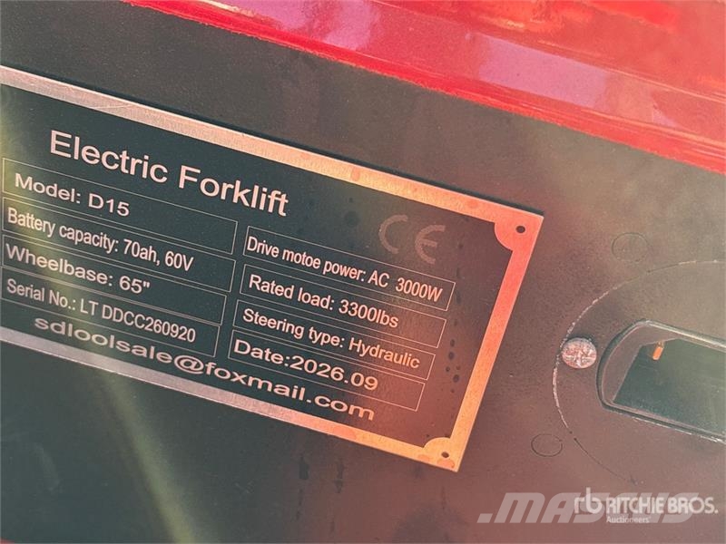 SDLOOL D15 3300 lb Electric Forklift (Unused) 전동 지게차