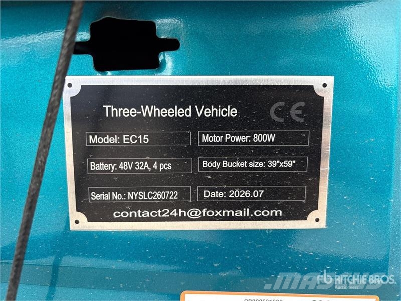  SDLOOL SL-EC15 Electric Trike (Unused) سيارات
