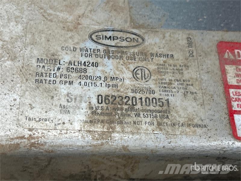 Simpson ALH4240 Pressure Washer (Inoperable) Мойки низкого давления