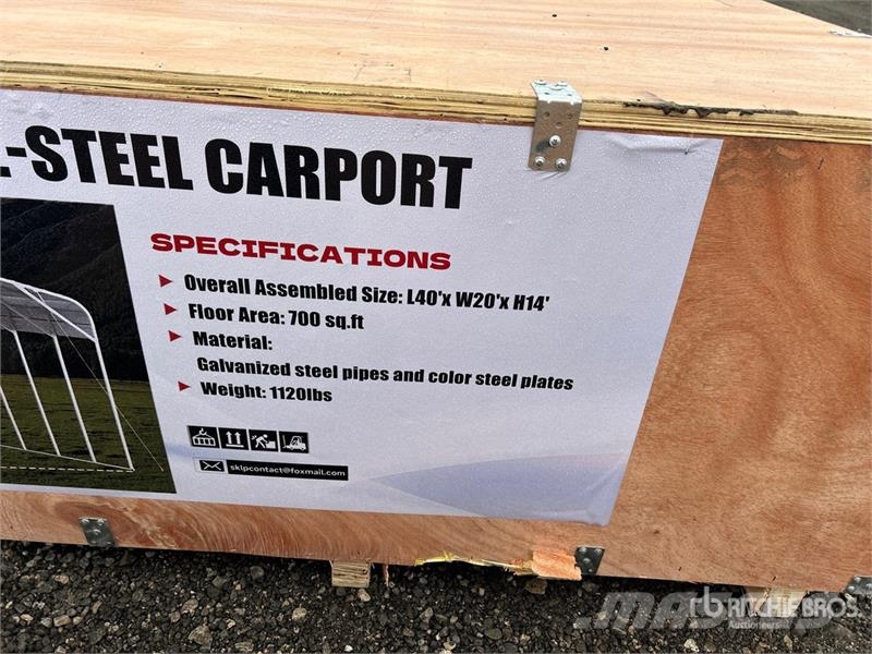  SKLP SK-SC40 20 ft x 40 ft All-Steel Carport (Unus Steel frame buildings