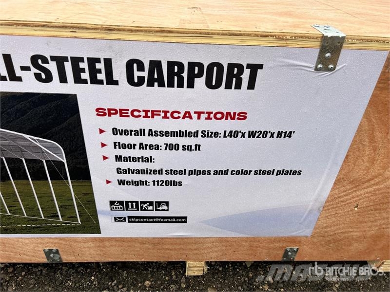 SKLP SK-SC40 20 ft x 40 ft All-Steel Carport (Unus Steel frame buildings