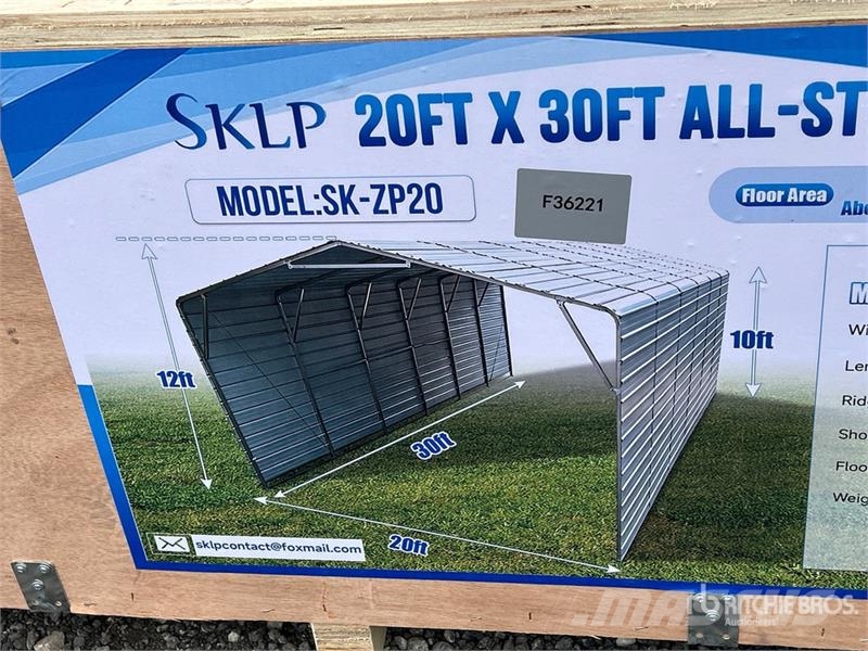  SKLP SK-ZP20 20 ft x 30 ft All-Steel Garage Carpor Steel frame buildings