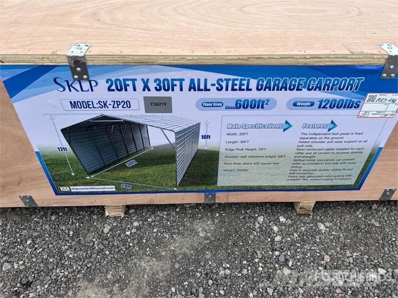  SKLP SK-ZP20 20 ft x 30 ft All-Steel Garage Carpor Steel frame buildings