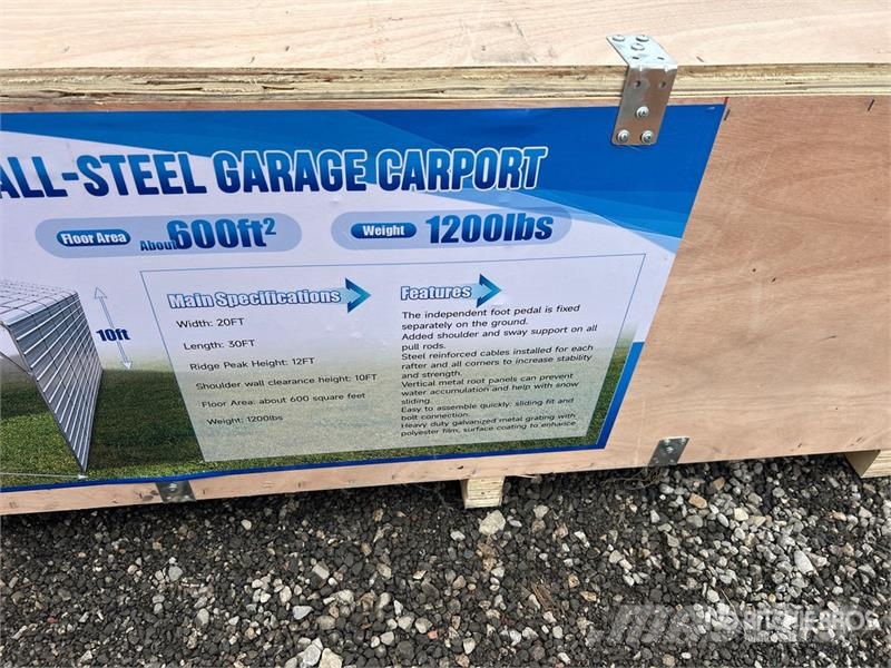 SKLP SK-ZP20 20 ft x 30 ft All-Steel Garage Carpor Acélszerkezetes épületek