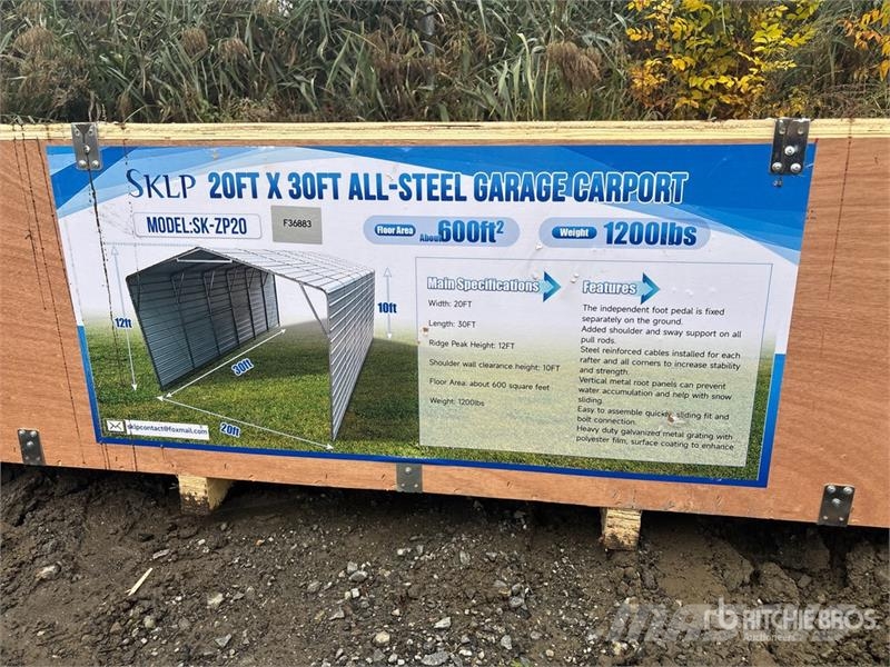  SKLP SK-ZP20 20 ft x 30 ft All-Steel Enclosed Carp Edificación de acero