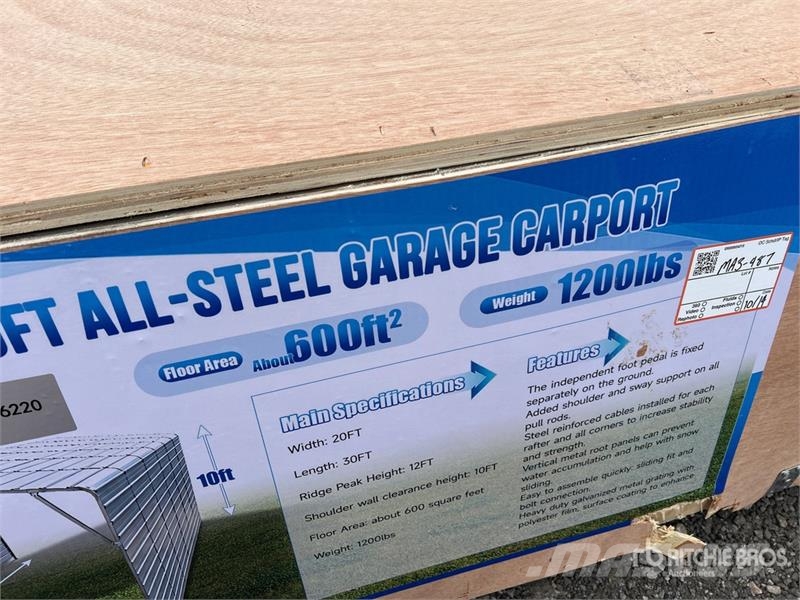 SKLP SK-ZP20 20 ft x 30 ft All-Steel Garage Carpor Steel frame buildings