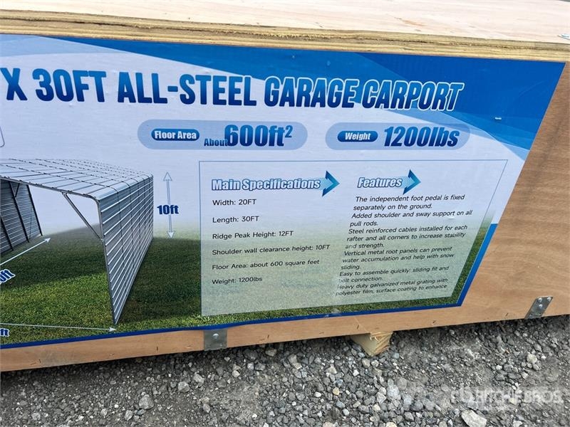  SKLP SK-ZP20 20 ft x 30 ft All-Steel Enclosed Carp Steel frame buildings