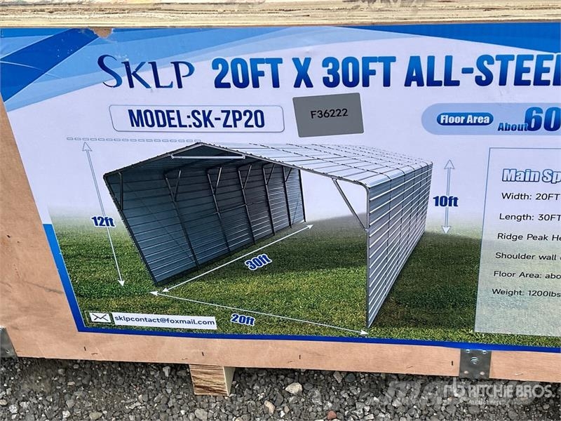  SKLP SK-ZP20 20 ft x 30 ft All-Steel Garage Carpor Steel frame buildings